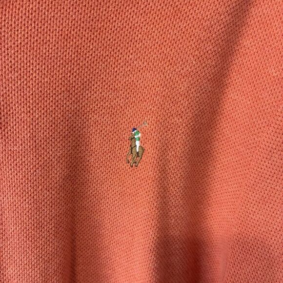 Polo Ralph Lauren Men’s Large Mesh Knit Orange 1/4 Zip Sweater Multicolor Pony - Picture 4 of 10